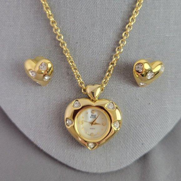Nolan Miller Jewelry Nolan Miller Sparkling Heart Watch Necklace